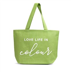 Джутовая сумка для пляжа "Live life in color", цвет - светло-зеленый