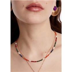 S.STEEL NECKLACE W/ NATURAL STONES MULTI