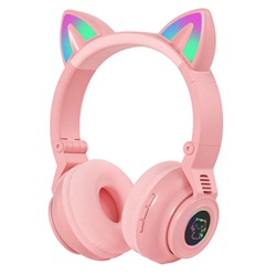Полноразмерные Bluetooth наушники BOROFONE BO18 с ушками (розовый)