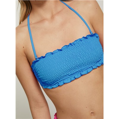 Top bikini a fascia con texture