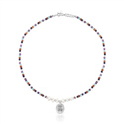 Gargantilla Oceaan - plata 925/1000 (22 kt) - perla cultivada - rubí y amatista