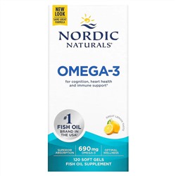 Nordic Naturals, омега-3, со вкусом лимона, 690 мг, 120 капсул (345 мг в 1 капсуле)