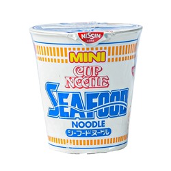 NISSIN Лапша быстрого приготовления CUP NOODLE SeaFooD MINI пшеничная c морепродуктами, 38 гр. термостакан