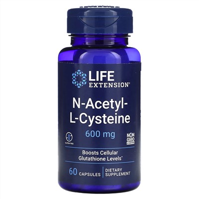 Life Extension, N-ацетил-L-цистеин, 600 мг, 60 капсул
