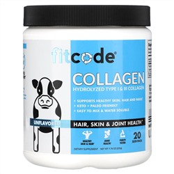 FITCODE, Collagen, гидролизованный коллаген типов I и III, без добавок, 220 г (7,76 унции)