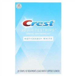 Crest, 3D Whitestrips, набор для отбеливания зубов, белый цвет, 20 полосок