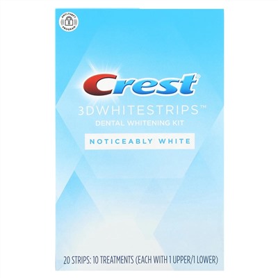 Crest, 3D Whitestrips, набор для отбеливания зубов, белый цвет, 20 полосок