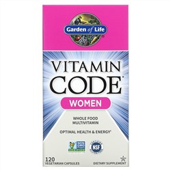 Garden of Life, Vitamin Code, мультивитамины из цельных продуктов для женщин, 120 вегетарианских капсул