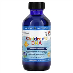 Нордик Натуралс, ДГК для детей от 1 до 6 лет, со вкусом клубники, 530 мг, 119 мл (4 жидк. унции)