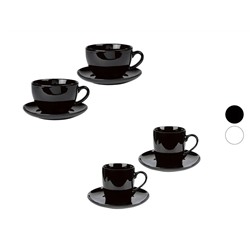 ERNESTO® 2er Set Tassen mit Untertasse, aus hochwertigem Porzellan