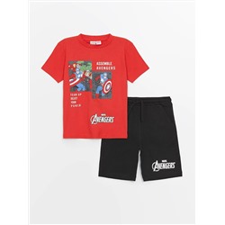 Футболка и шорты для мальчиков с принтом «Капитан Америка» LC Waikiki с круглым вырезом