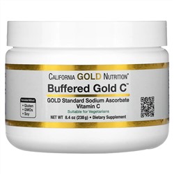 California Gold Nutrition, Buffered Gold C, некислый витамин C в порошке, аскорбат натрия, 238 г (8,40 унции)