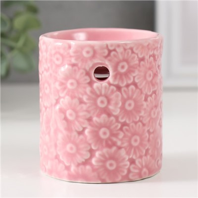 Аромалампа керамика "Ромашки" розовая 6,7х6,7х7,5 см
