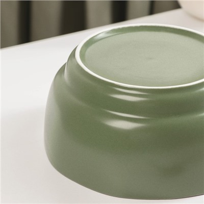 Салатник керамический «Крем», 1,2 л, d=17,3 см, цвет зелёный