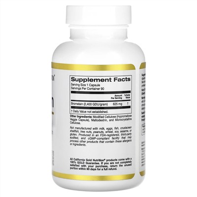 California Gold Nutrition, бромелаин, 625 мг, 90 растительных капсул