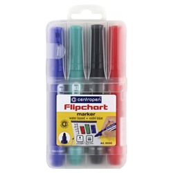 Набор маркеров для доски 4 шт, пулевидный, 2,5 мм, упаковка пластиковая коробка, европодвес Flipchart Centropen 8550/04