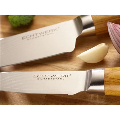 ECHTWERK Damaszenermesser 2er Set Santoku- und Schälmesser