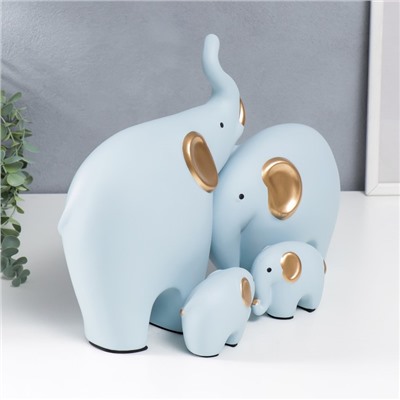 Сувенир керамика "Четыре слона" голубые набор 4 шт 7,5х9,5 17х21 27х22,5 см