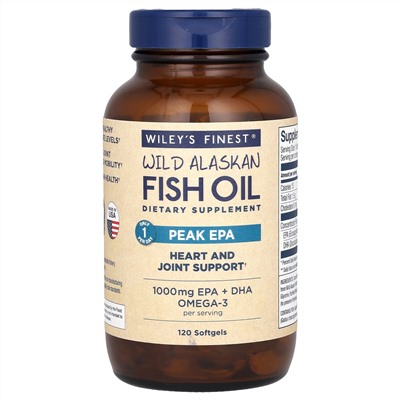 Wiley's Finest, рыбий жир диких аляскинских рыб, максимальное содержание ЭПК, 120 капсул