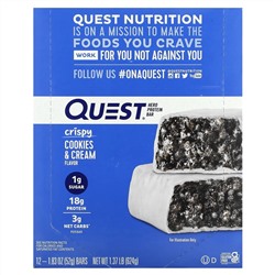 Quest Nutrition, протеиновый батончик, хрустящее печенье с кремом, 12 батончиков по 52 г (1,83 унции)