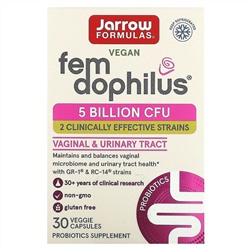 Jarrow Formulas, Vegan Fem Dophilus, 5 млрд КОЕ, 30 вегетарианских капсул