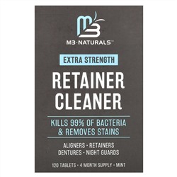 M3 Naturals, Retainer Cleaner, мята, 120 таблеток