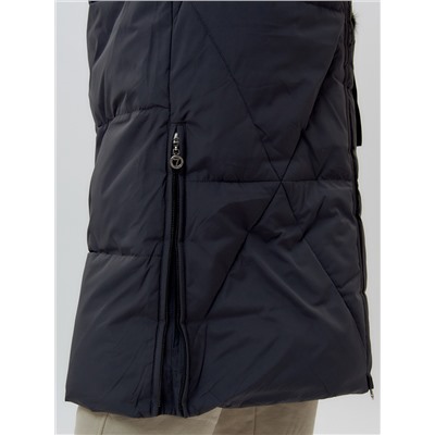 Пальто утепленное женское зимние темно-серого цвета 112227TC
