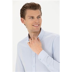 Мужская голубая базовая рубашка с длинным рукавом Неожиданная скидка в корзине