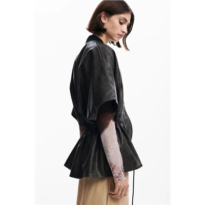 Leather-effect poncho