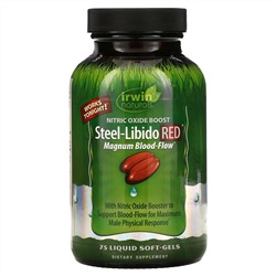 Irwin Naturals, Steel-Libido Red, Blood-Flow, 75 мягких желатиновых капсул с жидкостью