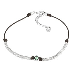 Collar - cuero - cristales Swarovski® Elements - verde