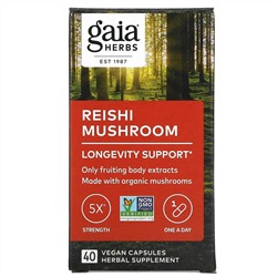 Gaia Herbs, Гриб рейши, 40 веганских капсул