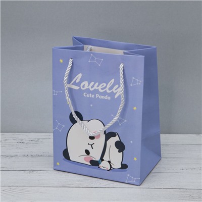 Пакет подарочный (XS) "Lovely cute panda", purple (19.5*14.5*9.5)