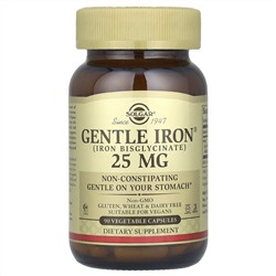 Solgar, Gentle Iron, 25 мг, 90 растительных капсул