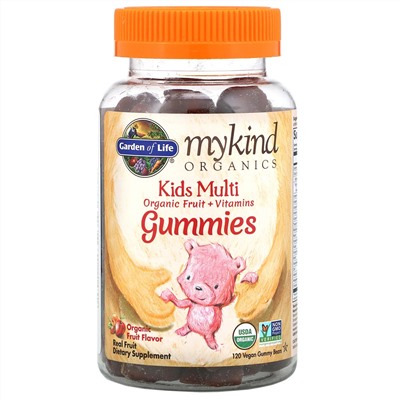 Гарден оф Лайф, MyKind Organics, Kids Multi, детские мультивитамины со вкусом органических фруктов, 120 веганских мармеладных мишек