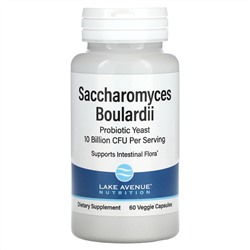 Lake Avenue Nutrition, сахаромицеты Буларди, пробиотические дрожжи, 10 млрд КОЕ, 60 растительных капсул