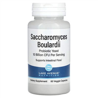 Lake Avenue Nutrition, сахаромицеты Буларди, пробиотические дрожжи, 10 млрд КОЕ, 60 растительных капсул