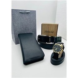 Подарочный набор для мужчины ремень, кошелёк, часы и коробка 2020554