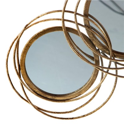 Декор настенный металл с зеркалом "Сплетение колец" золото 56х10х110 см