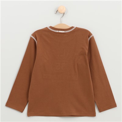 T-Shirt - 100% Baumwolle - Karomuster - Geflickt - braun