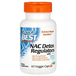 Doctor's Best, NAC для регуляции процесса детоксикации с селеном Seleno Excell, 60 растительных капсул