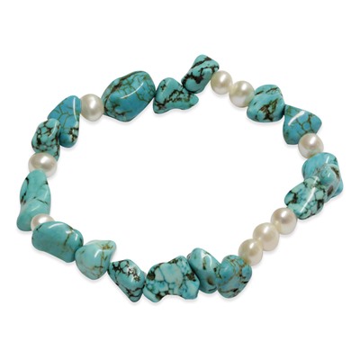 Pulsera - plata 925 - perlas de agua dulce - turquesas - Ø de la perla: 4.5 mm