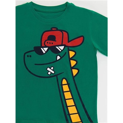 Denokids Комплект футболки и шорт для мальчика Dino Boy with Glasses