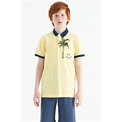 TOMMYLIFE Желтая футболка стандартного кроя с карманами и принтом для мальчиков - 11144