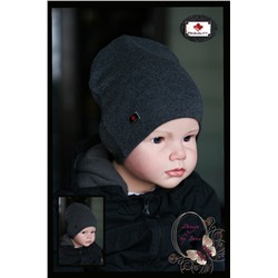 Удлиненная хлопковая шапка для мальчика «FS Quality» графит
