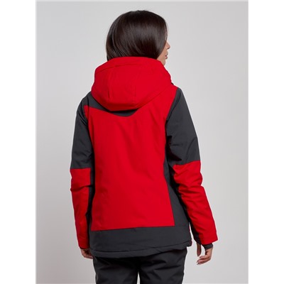 Горнолыжная куртка женская зимняя красного цвета 2306Kr