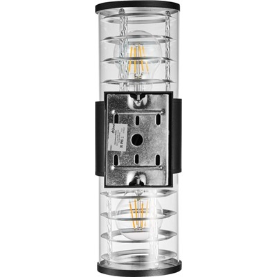 Светильник настенный, накладной Duwi TECHNO, 170х108х320мм, 2хЕ27, алюм/стекло, IP65, черный,  99052