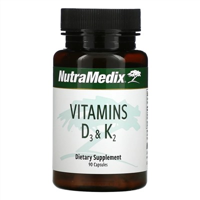 NutraMedix, витамины D3 и K2, 90 капсул