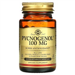 Solgar, Pycnogenol, 100 мг, 30 растительных капсул