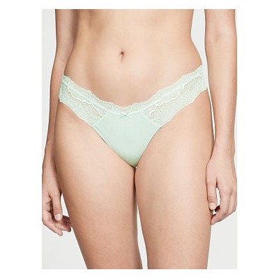 Lace-Trim Smooth Shimmer Thong Panty